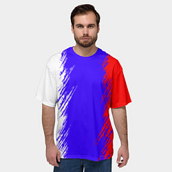 Футболка оверсайз мужская Штрихи триколор, цвет: 3D-принт — фото 2