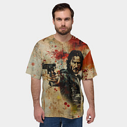 Футболка оверсайз мужская Джон Уик с пистолетом в стиле гранж, цвет: 3D-принт — фото 2