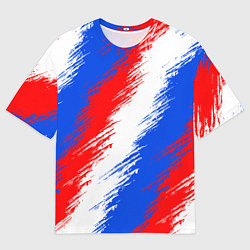Футболка оверсайз мужская Триколор штрихи красок, цвет: 3D-принт