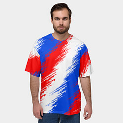 Футболка оверсайз мужская Триколор штрихи красок, цвет: 3D-принт — фото 2