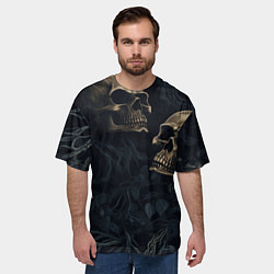 Футболка оверсайз мужская Черепа в листьях, цвет: 3D-принт — фото 2