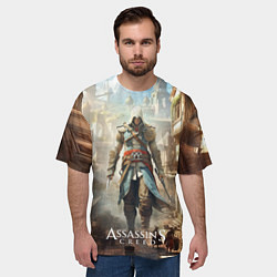 Футболка оверсайз мужская Assassins creed старый город, цвет: 3D-принт — фото 2