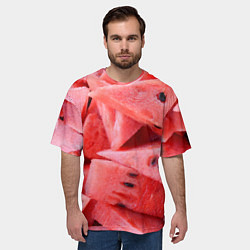 Футболка оверсайз мужская Арбузные ломти, цвет: 3D-принт — фото 2