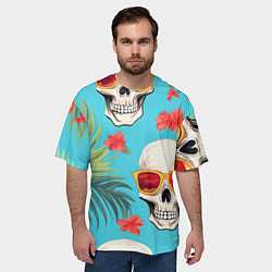 Футболка оверсайз мужская Черепа в отпуске, цвет: 3D-принт — фото 2