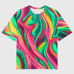 Футболка оверсайз мужская Неоновый голографик, цвет: 3D-принт
