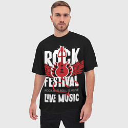 Футболка оверсайз мужская Rock festival - live music, цвет: 3D-принт — фото 2