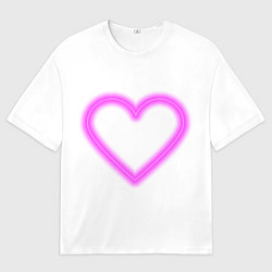 Футболка оверсайз мужская Неоновое сиреневое сердце, цвет: 3D-принт