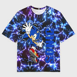 Футболка оверсайз мужская Sonic x blue, цвет: 3D-принт