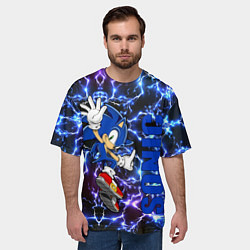 Футболка оверсайз мужская Sonic x blue, цвет: 3D-принт — фото 2