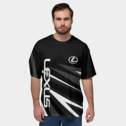 Футболка оверсайз мужская Лексус - монохромная абстракция, цвет: 3D-принт — фото 2