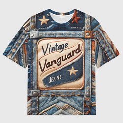 Футболка оверсайз мужская Vintage vanguard jeans - patchwork, цвет: 3D-принт