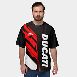 Футболка оверсайз мужская Ducati - красный технологический, цвет: 3D-принт — фото 2