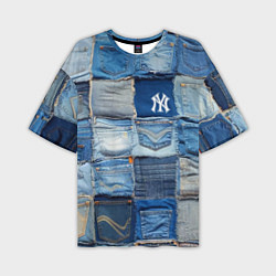 Футболка оверсайз мужская Patchwork - New York yankees baseball team, цвет: 3D-принт