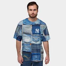 Футболка оверсайз мужская Patchwork - New York yankees baseball team, цвет: 3D-принт — фото 2