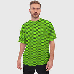 Футболка оверсайз мужская Кислотный зелёный имитация сетки, цвет: 3D-принт — фото 2