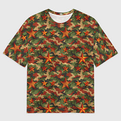 Футболка оверсайз мужская Камуфляж со звездами СССР, цвет: 3D-принт