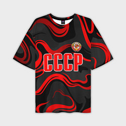 Футболка оверсайз мужская СССР - red stripes, цвет: 3D-принт