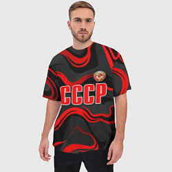 Футболка оверсайз мужская СССР - red stripes, цвет: 3D-принт — фото 2