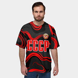 Футболка оверсайз мужская СССР - red stripes, цвет: 3D-принт — фото 2