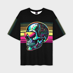 Мужская футболка оверсайз Cyber skull - ai art fantasy