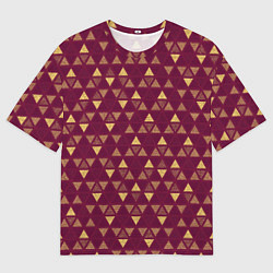 Футболка оверсайз мужская Бордо с жёлтыми треугольниками текстурированный па, цвет: 3D-принт
