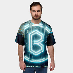 Футболка оверсайз мужская Неоновая вывеска - свечение, цвет: 3D-принт — фото 2