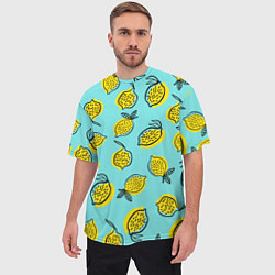 Футболка оверсайз мужская Летние лимоны - паттерн, цвет: 3D-принт — фото 2