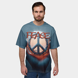 Футболка оверсайз мужская Знак мира в ладони, цвет: 3D-принт — фото 2