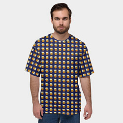 Футболка оверсайз мужская Паттерн пиво на синем, цвет: 3D-принт — фото 2