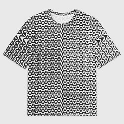 Футболка оверсайз мужская Чёрно-белые волнистые линии, цвет: 3D-принт