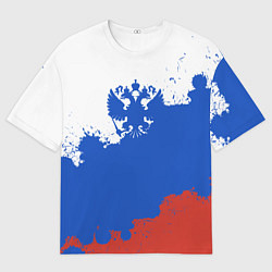 Мужская футболка оверсайз Российский триколор и герб
