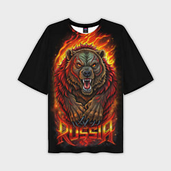 Футболка оверсайз мужская Русский агрессивный медведь, цвет: 3D-принт