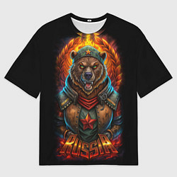 Футболка оверсайз мужская Русский военный медведь солдат, цвет: 3D-принт