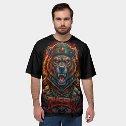Футболка оверсайз мужская Русский медведь солдат, цвет: 3D-принт — фото 2