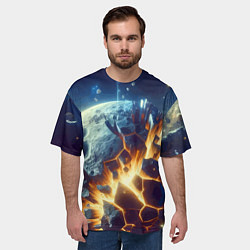 Футболка оверсайз мужская Взрыв планеты - космос от нейросети, цвет: 3D-принт — фото 2