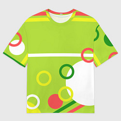 Футболка оверсайз мужская Яркая геометрия с кольцами, цвет: 3D-принт