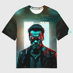 Футболка оверсайз мужская Киберпанк портрет терминатора, цвет: 3D-принт