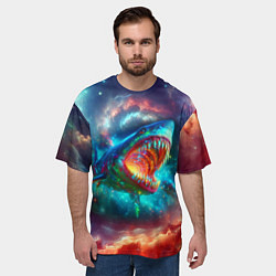 Футболка оверсайз мужская Пасть космической акулы - нейросеть, цвет: 3D-принт — фото 2