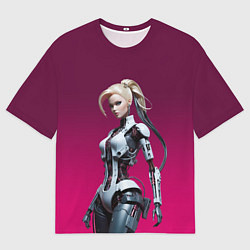 Футболка оверсайз мужская Beauty cyber Barbie - ai art fantasy, цвет: 3D-принт