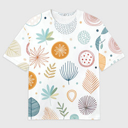 Футболка оверсайз мужская Листья и узоры, цвет: 3D-принт