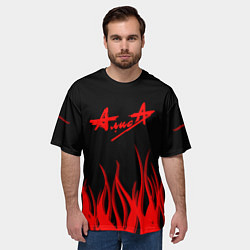Футболка оверсайз мужская Алиса огненный стиль, цвет: 3D-принт — фото 2