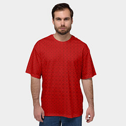 Футболка оверсайз мужская Узор в стиле ар-деко красного цвета, цвет: 3D-принт — фото 2