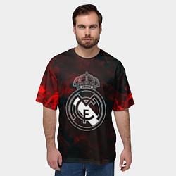 Футболка оверсайз мужская Реал мадрид огонь красный, цвет: 3D-принт — фото 2