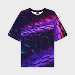 Мужская футболка оверсайз Фиолетовая абстрактная текстура неоновая