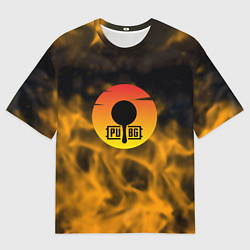 Футболка оверсайз мужская PUBG огненный стиль, цвет: 3D-принт