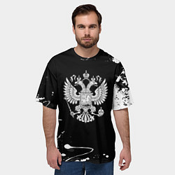 Футболка оверсайз мужская Россия герб краски брызги, цвет: 3D-принт — фото 2