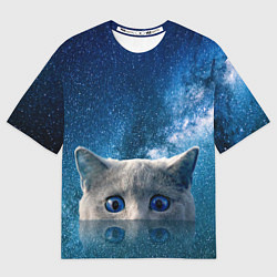 Футболка оверсайз мужская Космический кошак, цвет: 3D-принт