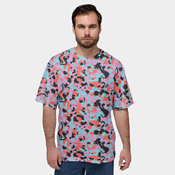 Футболка оверсайз мужская Неоновый пиксельный камуфляжный паттерн, цвет: 3D-принт — фото 2