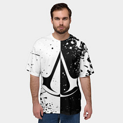 Футболка оверсайз мужская Assasins Creed - black and white, цвет: 3D-принт — фото 2