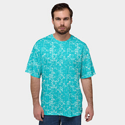 Футболка оверсайз мужская Бело-голубой паттерн квадратики, цвет: 3D-принт — фото 2